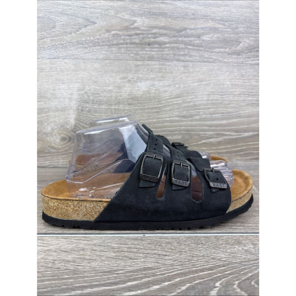 Naot Austin Women’s S 10/EU 41 Black Nubuck Slip On 3 Buckle Strap Sandals